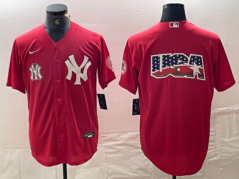 Men New York Yankees Blank Red joint name Nike 2024 MLB Jersey style 20->new york yankees->MLB Jersey